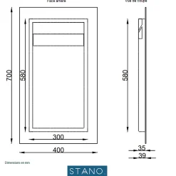 Stano Miroir rectangulaire sans cadre DORIA largeur 40 cm* Miroir Simple