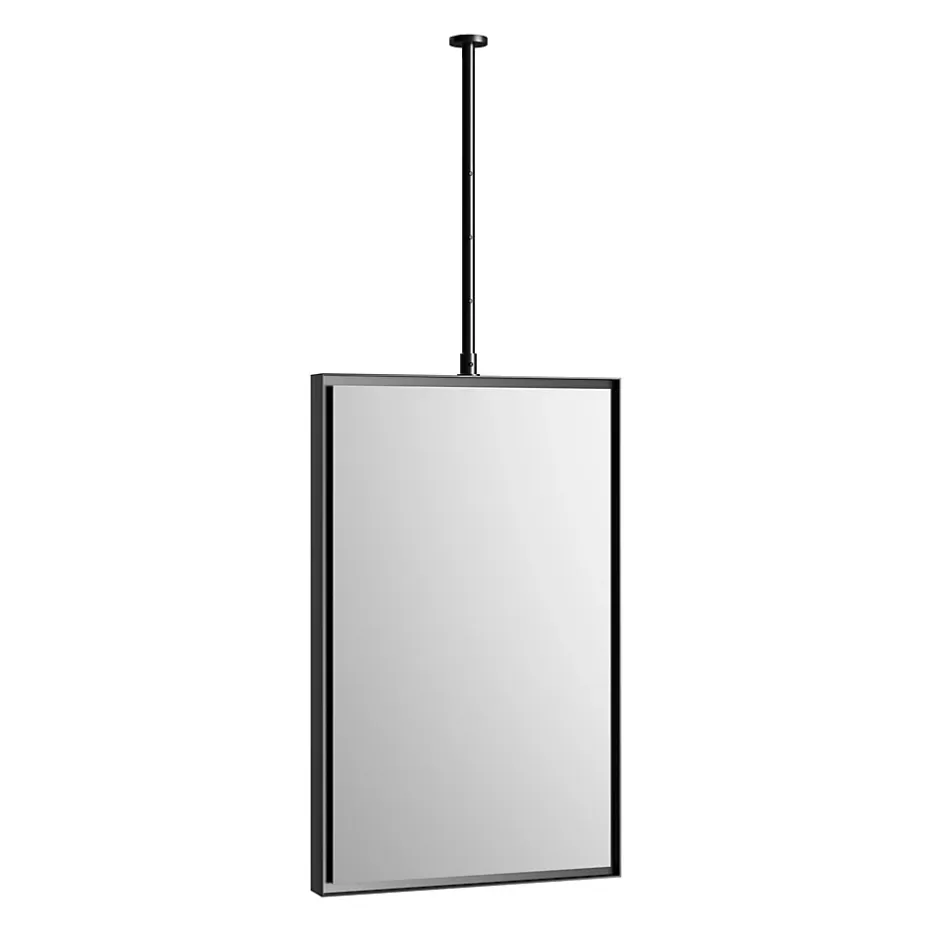 Bernstein Miroir rectangulaire suspendu cadre aluminium noir, rotation 360, réglable en hauteur, pour salle de bain - 50x80cm - 2145