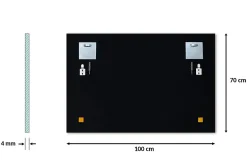 Tulup Miroir rectangulaire 100 x 70 cm Pour Le Salon* Miroir Simple