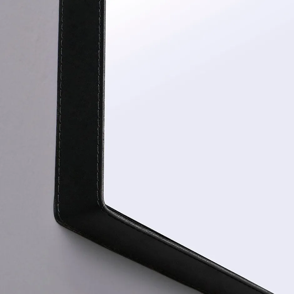 Kiamami Valentina Miroir Rectangulaire 70X50 Cm Avec Cadre En Cuir Noir Design Moderne* Miroir Grossissant