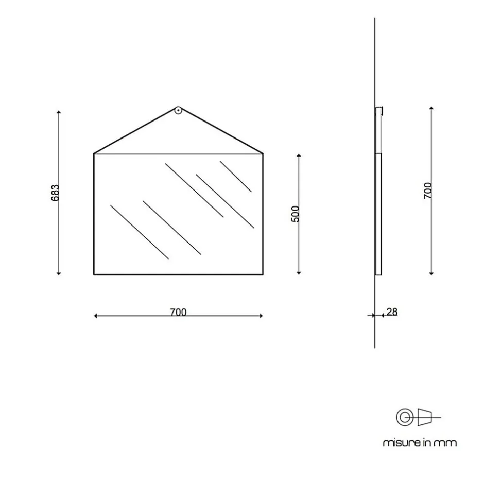 Kiamami Valentina Miroir Rectangulaire 70X50 Cm Avec Cadre En Cuir Noir Design Moderne* Miroir Grossissant