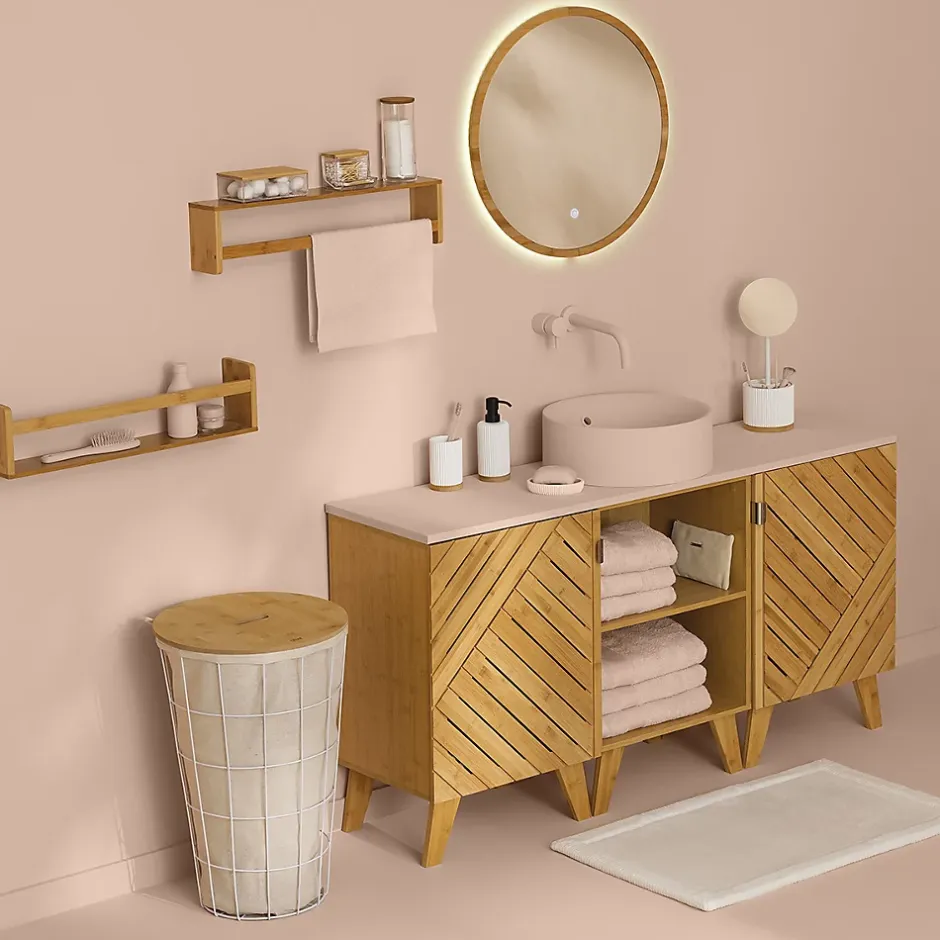 5Five Miroir rond à led 57cm Bambou -