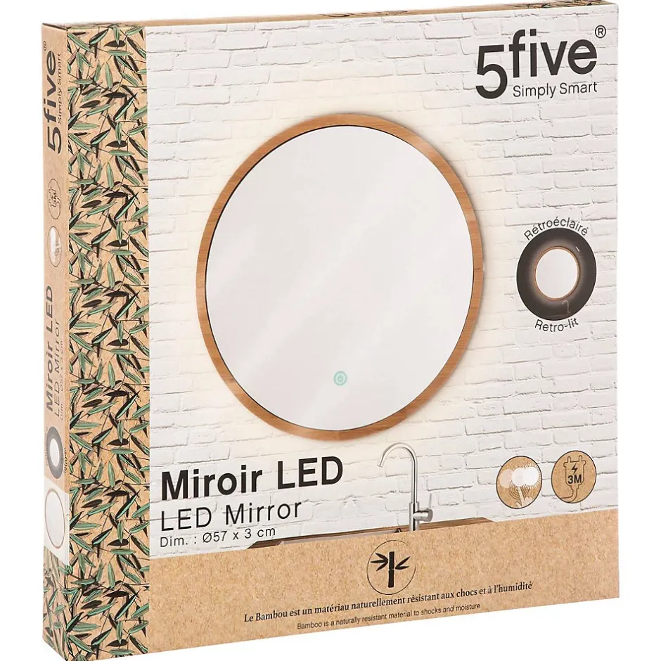 5Five Miroir rond à led 57cm Bambou -