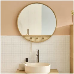 Mob-In Miroir rond chêne NESTO 60x60cm* Miroir Simple
