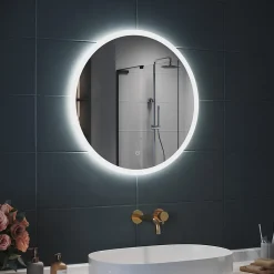 Sirhona Miroir Rond Lumineux Salle de Bain LED Eclairage Intégré avec Fonction Anti-buée 60cm Mirroir Rond LED Rétro-éclairé