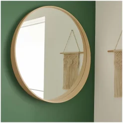 Mob-In Miroir rond VALI en chêne naturel, 80 cm