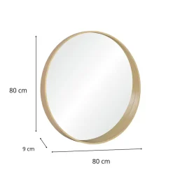 Mob-In Miroir rond VALI en chêne naturel, 80 cm
