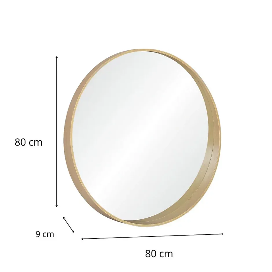 Mob-In Miroir rond VALI en chêne naturel, 80 cm
