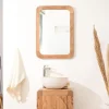 Wanda Collection Miroir rétro en teck massif 70 cm x 50cm