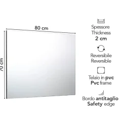 Kiamami Valentina Miroir Réversible À Ras De 80 Cm De Largeur Et 70 Cm De Hauteur Pour Salle De Bain.* Miroir Grossissant