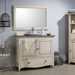 Byca Miroir salle de bain - 140 cm en Acacia blanc vieilli - Garriguo* Miroir Simple