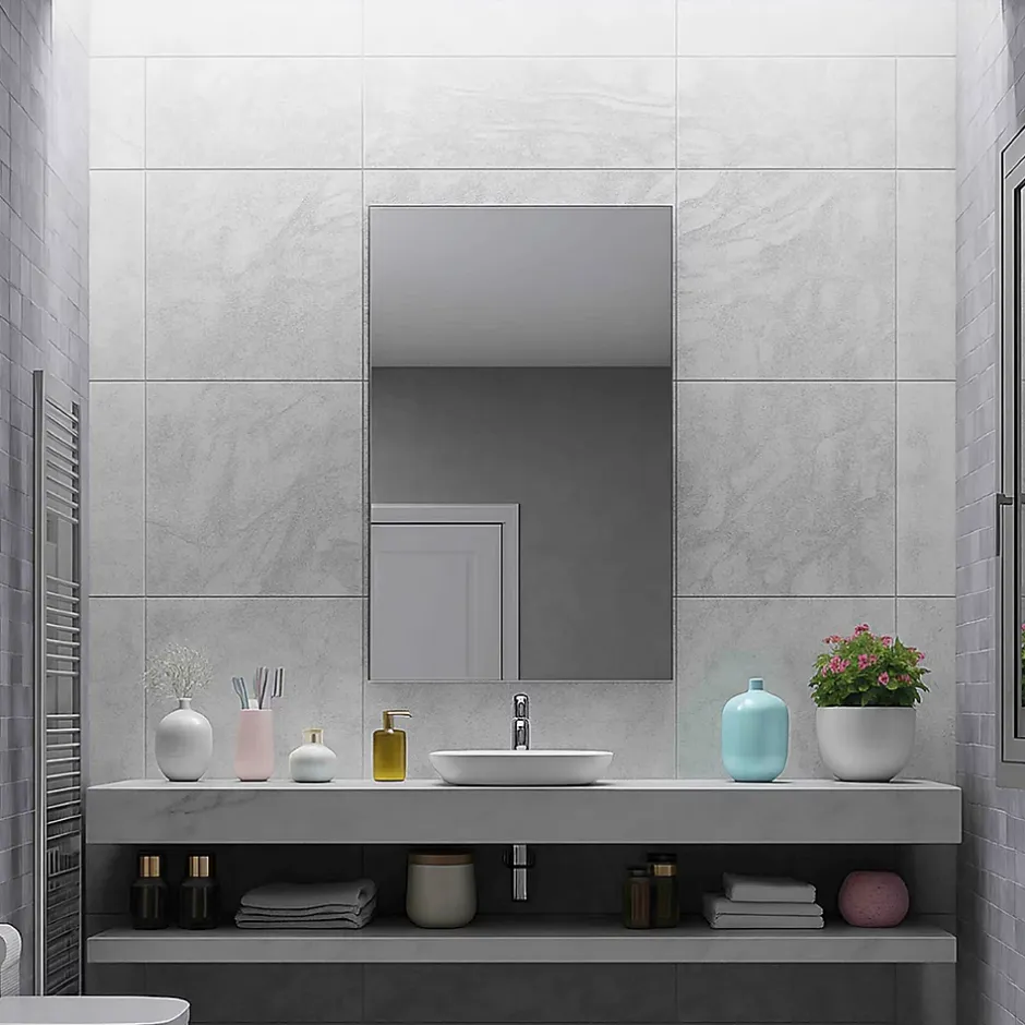 Jindoli Miroir salle de bain 40 cm simple fixation murale* Miroir Lumineux