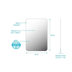 Aurlane Miroir salle de bain - 40x60cm - GO* Miroir Simple