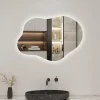 AICA Sanitaire Miroir salle de bain asymétrique 80 x 55 cm LED Éclairage réglable en 3 couleurs + anti-buée + fonction mémoire