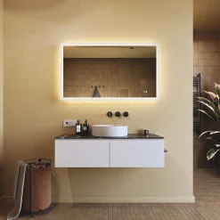 Artforma Miroir Salle de Bain avec Eclairage 120x70, Miroir LED avec Tactile et Fonction Anti-buée, Systeme Couleur DUAL LED
