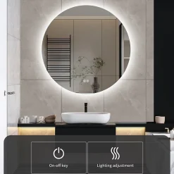 ProximaX Miroir Salle de Bain avec Éclairage - Rond 80 cm - Miroir LED Salle de Bain - avec Anti-buée et 3 Couleur Changeable