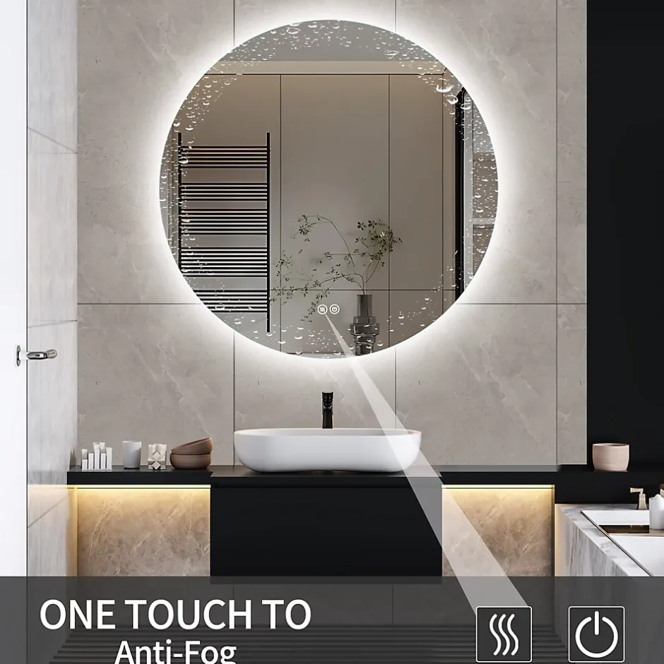 ProximaX Miroir Salle de Bain avec Éclairage - Rond 80 cm - Miroir LED Salle de Bain - avec Anti-buée et 3 Couleur Changeable