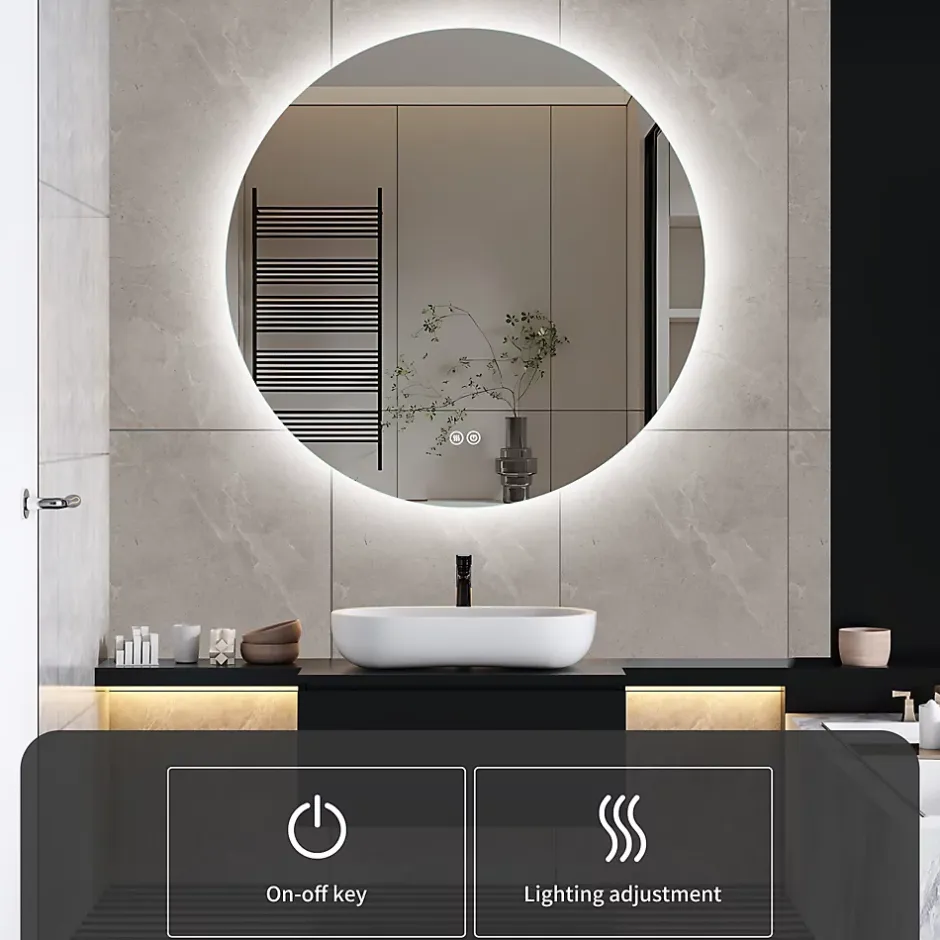 ProximaX Miroir Salle de Bain avec Éclairage - Rond 80 cm - Miroir LED Salle de Bain - avec Anti-buée et 3 Couleur Changeable