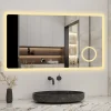 AICA Sanitaire Miroir salle de bain bluetooth + loupe + horloge + tricolore + anti-buée 100x60cm dimmable,mémoire,tactile,led,