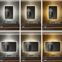 Saniverre Miroir salle de bain BOLEO 80 x 120 cm LED lumineux 2100 lms anti-buée + réglage intensité & couleur -* Miroir Lumineux