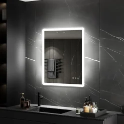 Saniverre Miroir salle de bain BOLEO 60 x 80 cm LED lumineux 2100 lms anti-buée + réglage intensité & couleur -* Miroir Lumineux