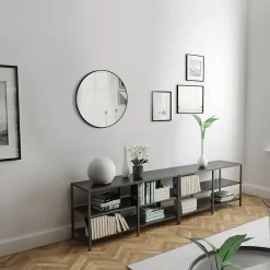 Aurlane Miroir salle de bain circulaire 60cm de diametre - finition noir mat - RING DARK 60