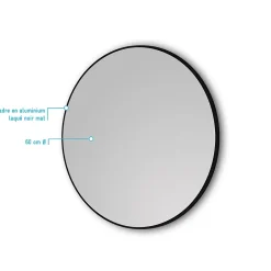 Aurlane Miroir salle de bain circulaire 60cm de diametre - finition noir mat - RING DARK 60
