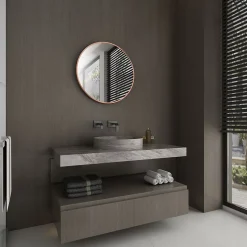 Aurlane Miroir salle de bain circulaire - Diamètre 60cm - Finition cuivre* Miroir Simple