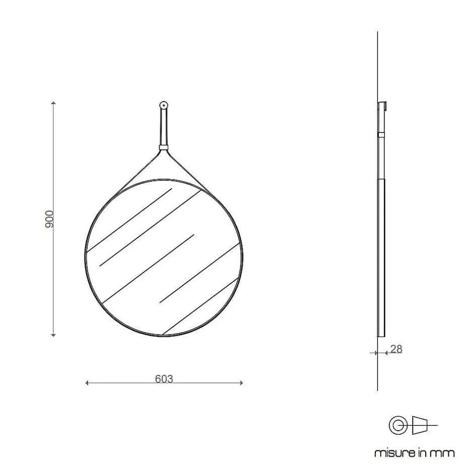 Kiamami Valentina Miroir Salle De Bain Design Avec Cadre En Cuir Noir Diamètre 60 Cm* Miroir Grossissant
