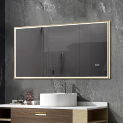 Luxury Bain Miroir salle de bain LED 110x60cm anti buée avec cadre doré LB-126080G
