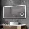 Luxury Bain Miroir salle de bain LED 110x60cm anti buée avec cadre en aluminium noir et loupe x3 LB-4685B* Miroir Lumineux