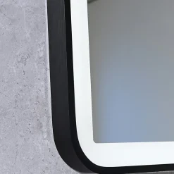 Luxury Bain Miroir salle de bain LED 110x60cm anti buée avec cadre en aluminium noir et loupe x3 LB-4685B* Miroir Lumineux