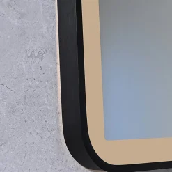 Luxury Bain Miroir salle de bain LED 110x60cm anti buée avec cadre en aluminium noir et loupe x3 LB-4685B* Miroir Lumineux