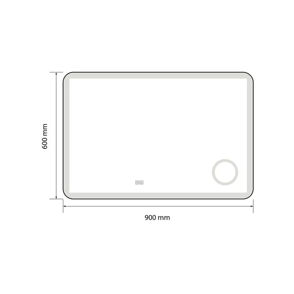 Luxury Bain Miroir salle de bain LED 90x60cm anti buée avec cadre en aluminium doré et loupe x3 LB-4685G* Miroir Lumineux