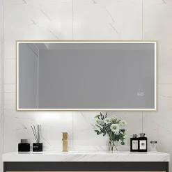 Luxury Bain Miroir salle de bain LED 90x60cm anti buée avec cadre doré LB-126080G* Miroir Lumineux
