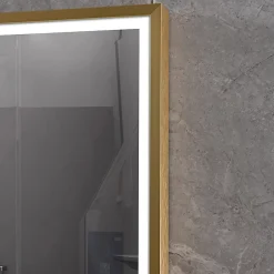 Luxury Bain Miroir salle de bain LED 90x60cm anti buée avec cadre doré LB-126080G* Miroir Lumineux