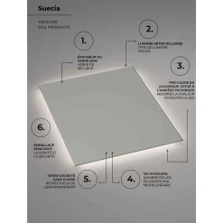 Ledimex Miroir Salle de Bain LED Rétro-Éclairé (6500K) - 120x80cm - Verre Sécurité 5mm - SUECIA* Miroir Lumineux