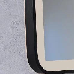 Luxury Bain Miroir salle de bain LED 120x60cm anti buée avec cadre en aluminium noir et loupe x3 LB-4685B* Miroir Lumineux