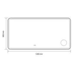 Luxury Bain Miroir salle de bain LED 120x60cm anti buée avec cadre en aluminium noir et loupe x3 LB-4685B* Miroir Lumineux
