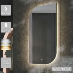 Ledimex Miroir Salle de Bain LED Rétro-éclairé (3000K) - 60x110cm - Anti-Buée & Détecteur de Mouvement - CARDIF