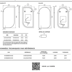 Ledimex Miroir Salle de Bain LED Rétro-éclairé (3000K) - 60x110cm - Anti-Buée & Détecteur de Mouvement - CARDIF