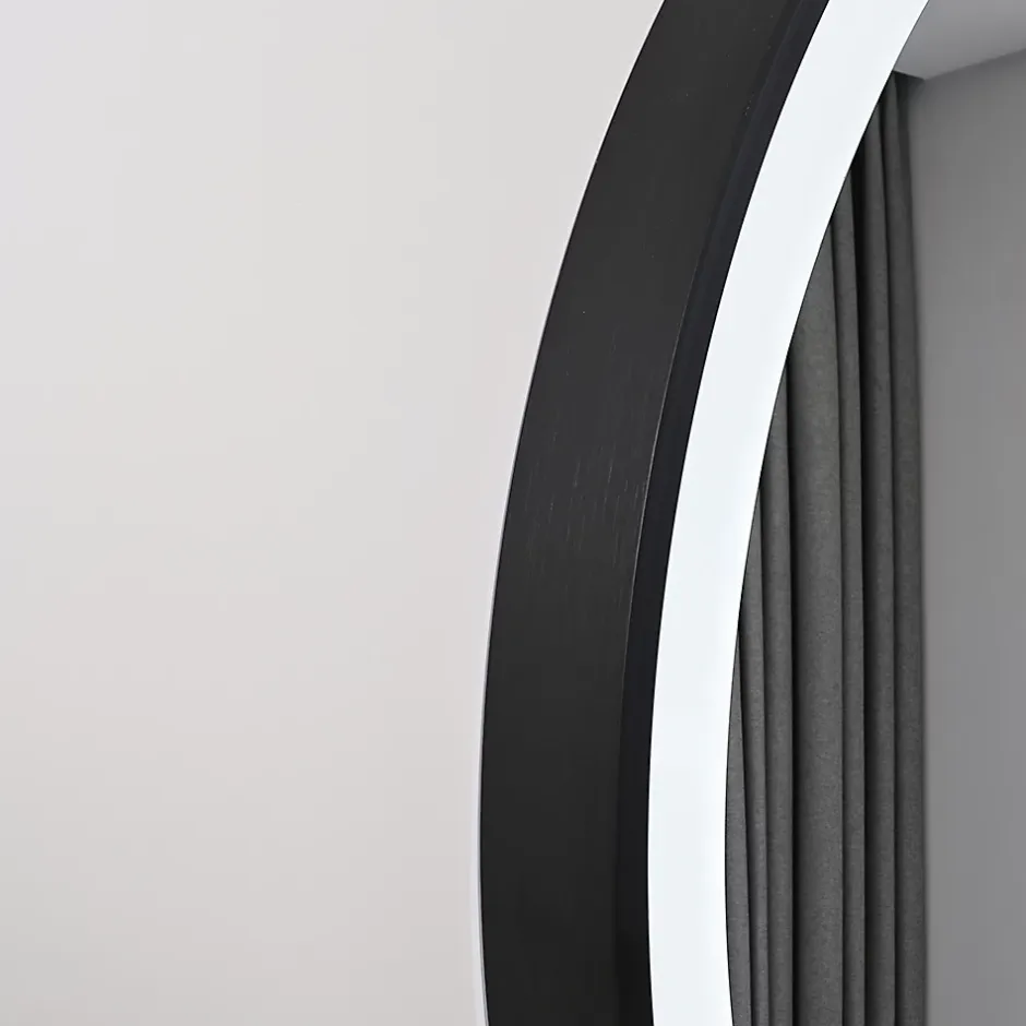 Luxury Bain Miroir salle de bain LED ovale 110x60cm anti buée avec cadre en aluminium noir- LuxuryBain* Miroir Lumineux
