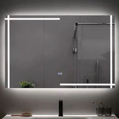 Luxury Bain Miroir salle de bain LED 120x60cm anti buée et LED 3 couleurs LB-4693* Miroir Lumineux