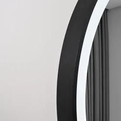 Luxury Bain Miroir salle de bain LED ovale 50x80cm anti buée avec cadre en aluminium noir- LuxuryBain