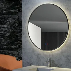 Ledimex Miroir Salle de Bain LED Rétro-éclairé Réglable D60cm - Noir Mat - Commandes Tactiles & Anti-Buée - FUN* Miroir Lumineux