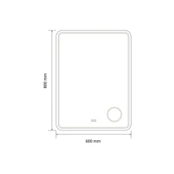 Luxury Bain Miroir salle de bain LED 60x80cm anti buée avec LED 3 couleurs et loupe x3 LB-3612