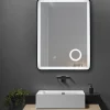 Luxury Bain Miroir salle de bain LED 60x80cm anti buée avec cadre en aluminium noir et loupe grossissante x3 LuxuryBain