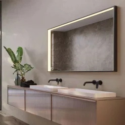 Ledimex Miroir Salle de Bain LED Réglable 80x100cm - Noir Mat - Anti-Buée & Détecteur de Mouvement - ABILITY* Miroir Lumineux