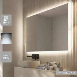 Ledimex Miroir Salle de Bain LED Rétro-Éclairé (6500K) - 80x80cm - Verre Sécurité 5mm - SUECIA