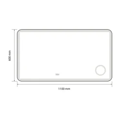 Luxury Bain Miroir salle de bain LED 110x60cm anti buée avec cadre en aluminium doré et loupe x3 LB-4685G